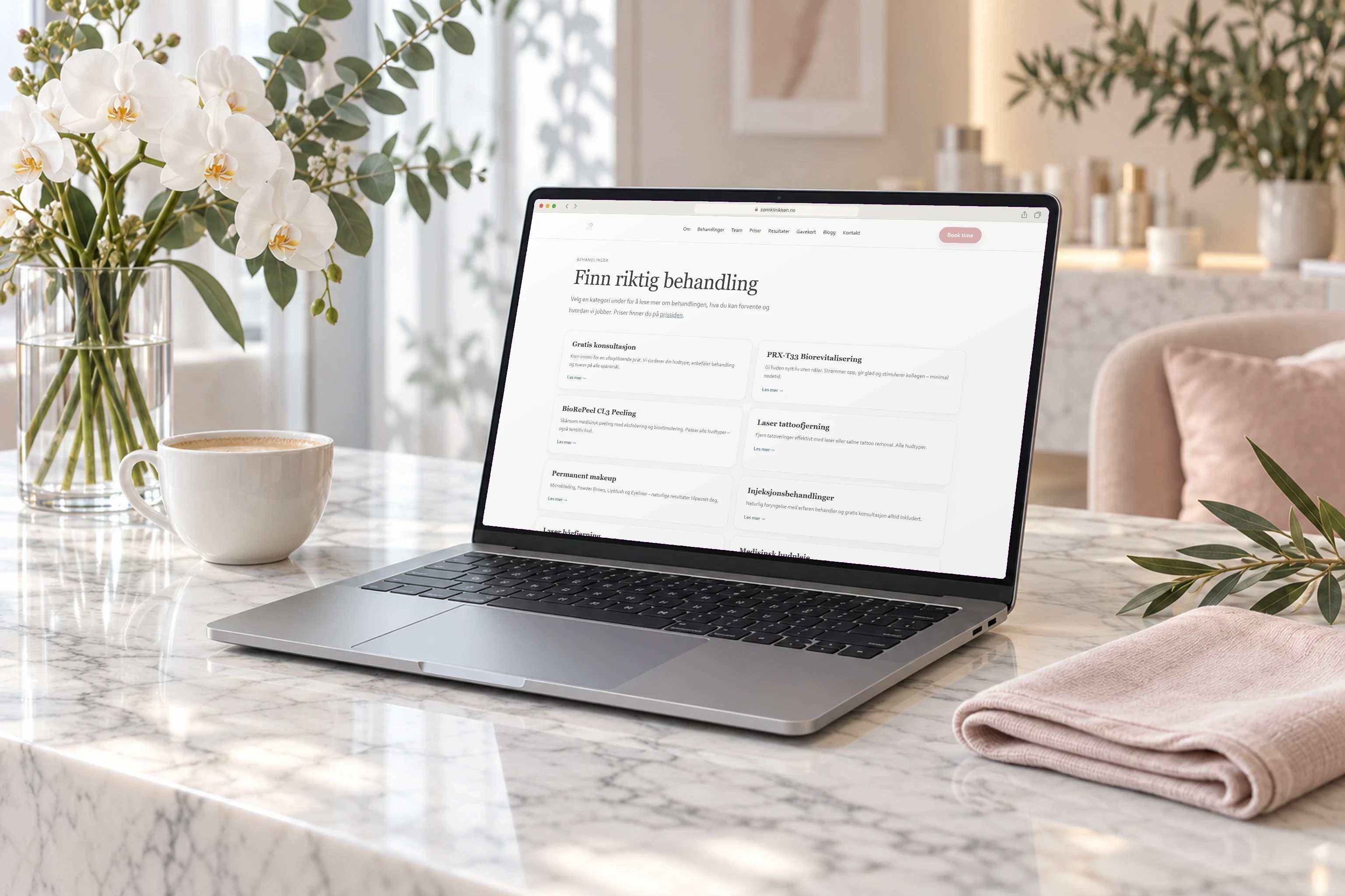 The treatments overview on a laptop
